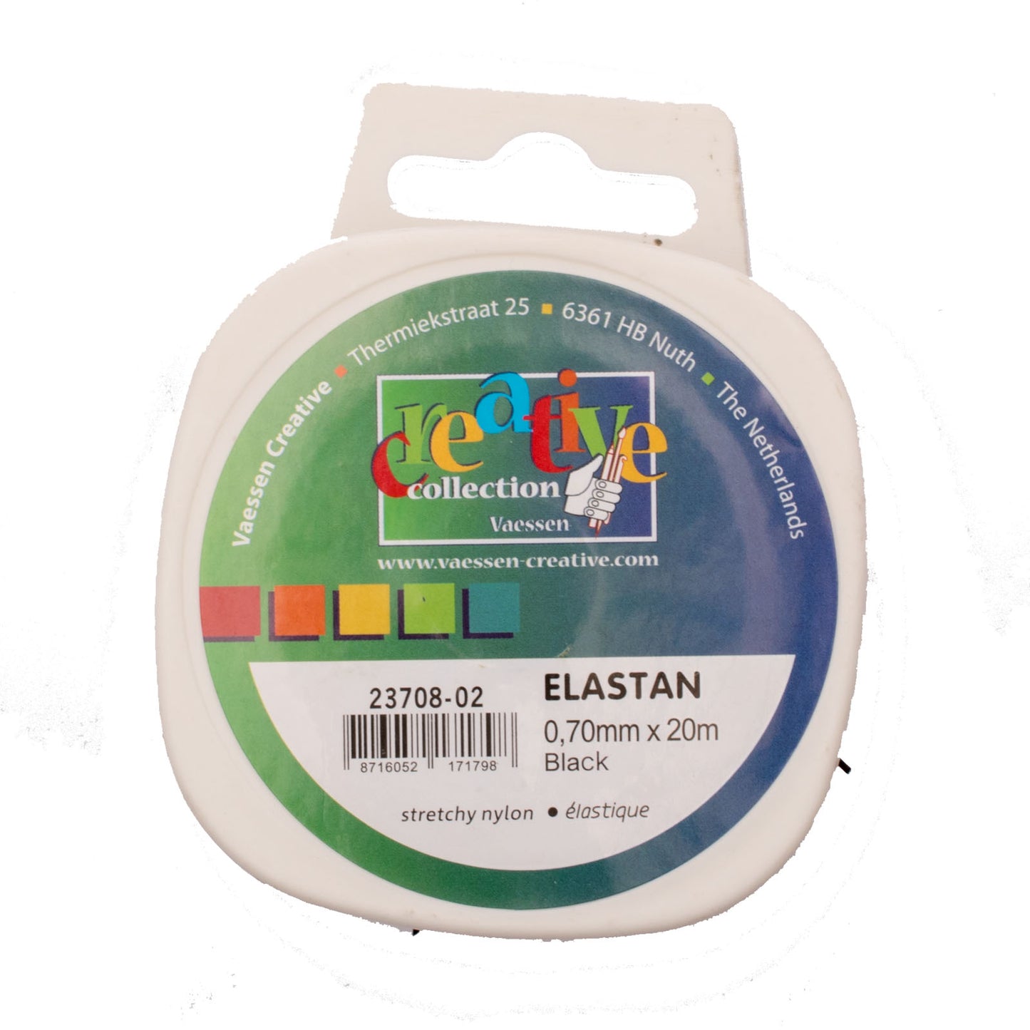 Vaessen creative • elastan koord elastisch zwart 0,7mm 20m