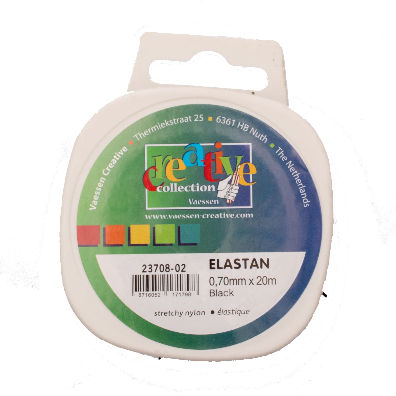 Vaessen creative • elastan koord elastisch zwart 0,7mm 20m