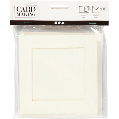 Creativ company kaarten enveloppen passepartout vierkant 12,5x12,5 cm off-white 10 stuks