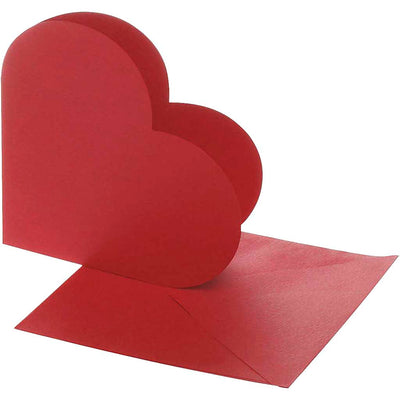 Creativ company kaarten enveloppen hart 12,5x12,5 cm rood 10 stuks