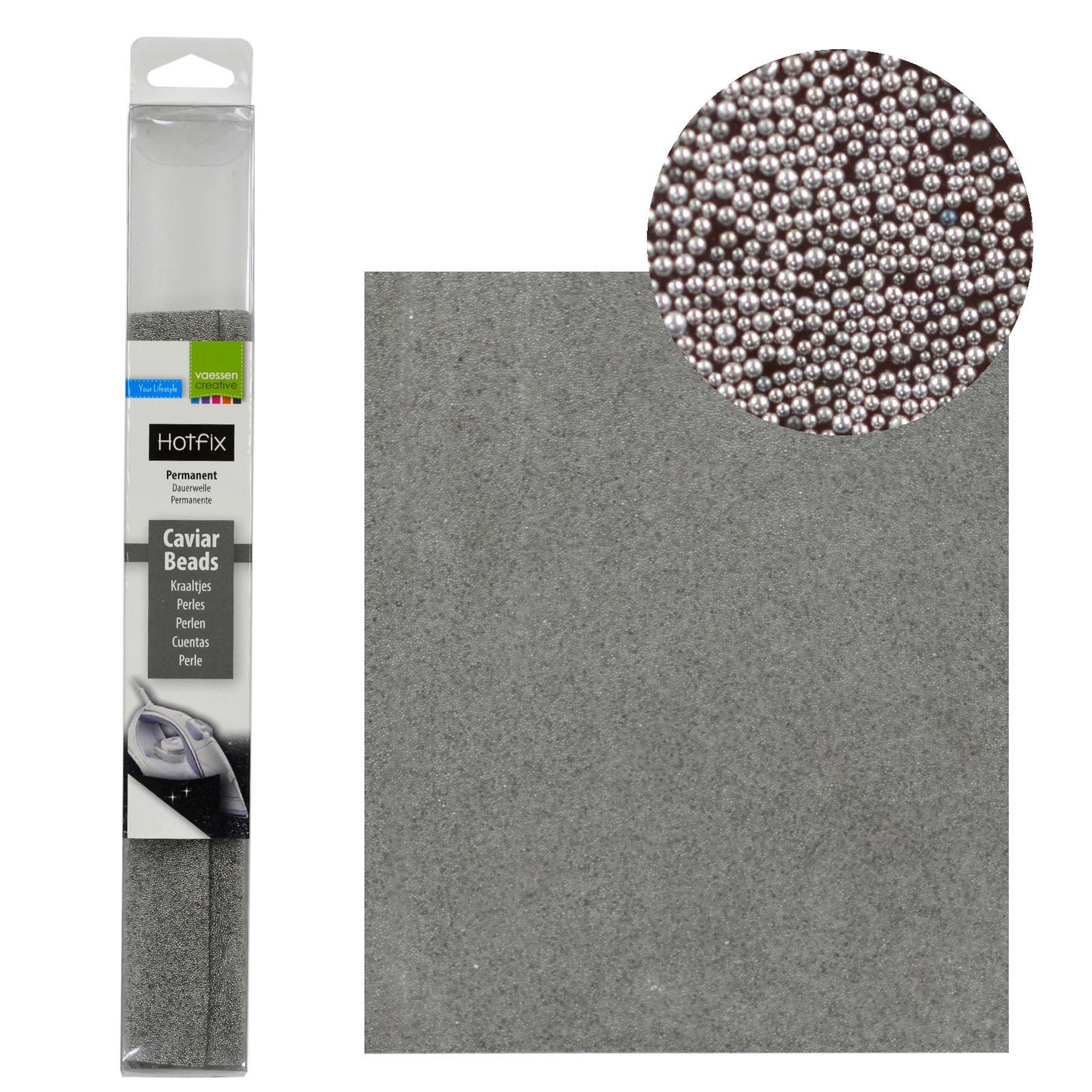 Vaessen creative • hotfix caviar beads silver 24x20cm