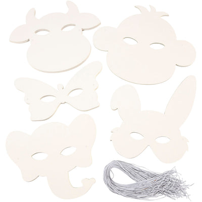 Dierenmaskers, h: 13-24 cm, b: 20-28 cm, 230 gr, wit, 100 stuk 1 doos