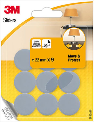 3m 1053576 - meubelgl move protect grijs - 22mm - 9 st | 24 stuks