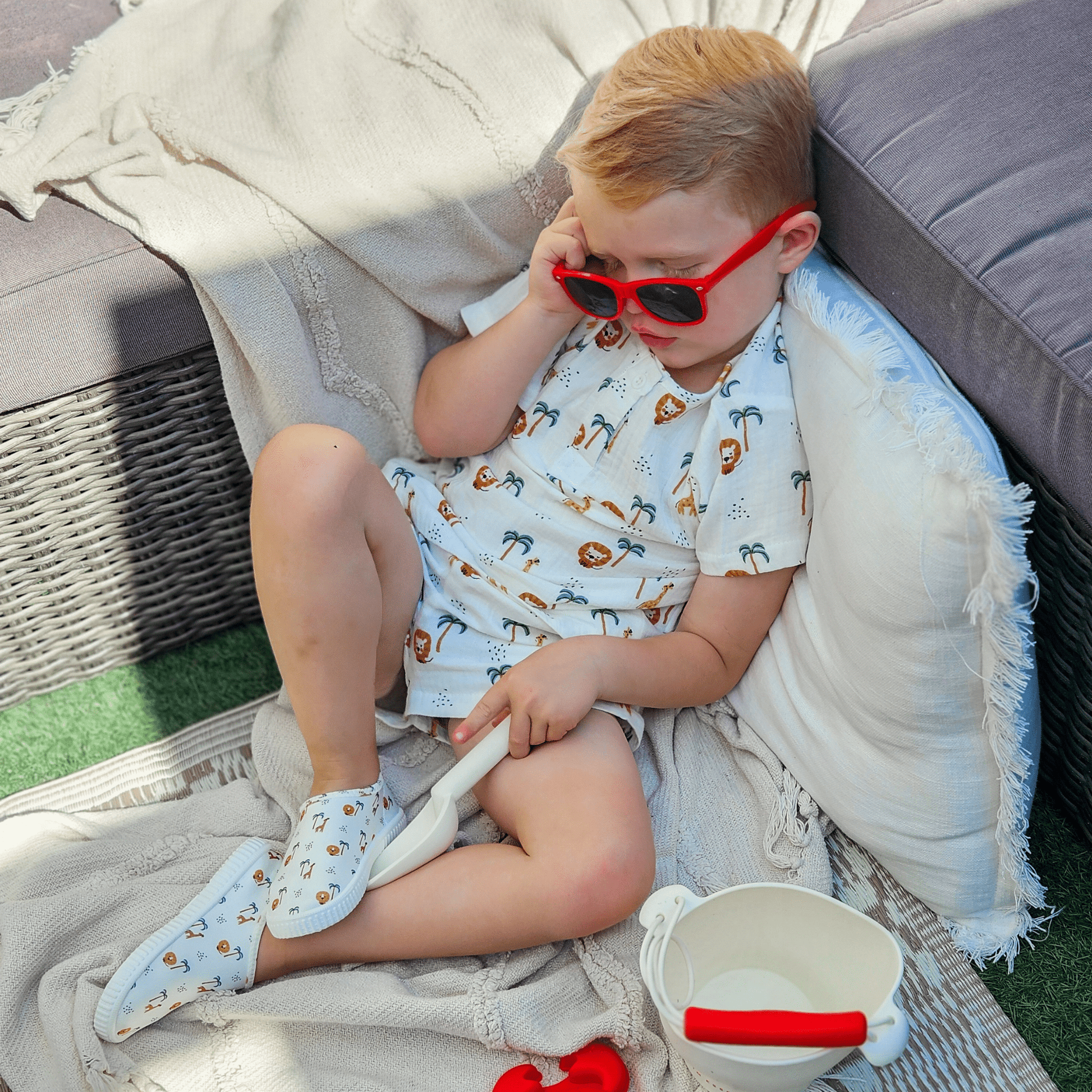 Jungle | meerkleurig jongens set strand - muslin