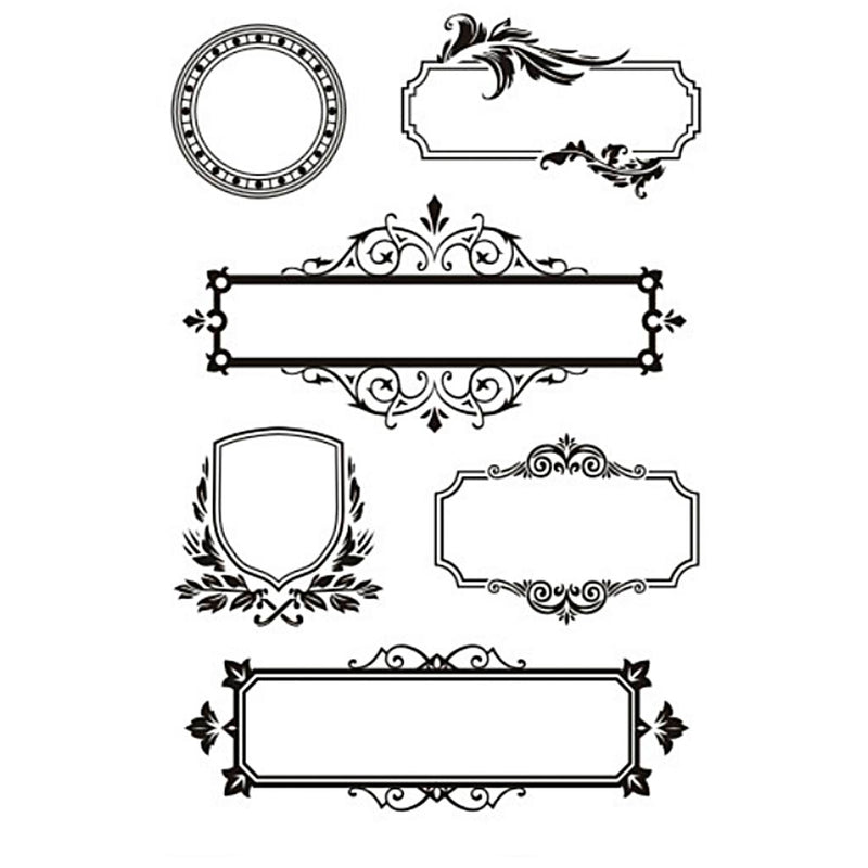 Silicone stempels, lijsten met ornamenten, vel 11x15,5 cm, 1 vel