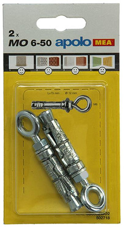 Celo 1003159 - 2 expansieankers mo 12mm + oogbout 6x50mm 502718 | 5 stuks