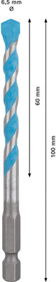 Bosch expert hex-9 multiconstruction boor 6,5 x 60 x 100 mm - 260...