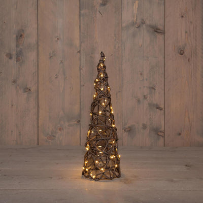 Anna's collection verlichte kegel 60led classicwarm 40cm werkt op 3xaa batterijen met 6uur timer