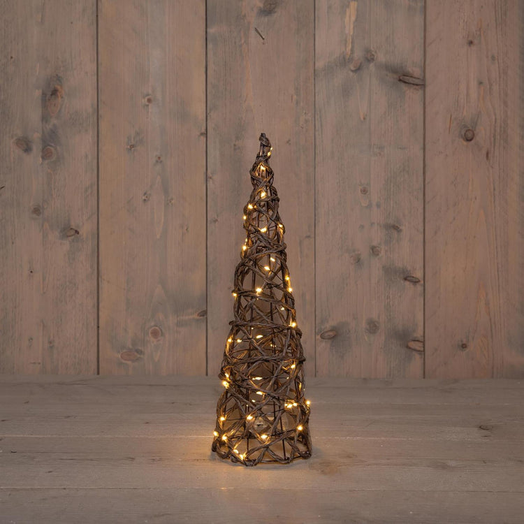 Anna's collection verlichte kegel 60led classicwarm 40cm werkt op 3xaa batterijen met 6uur timer