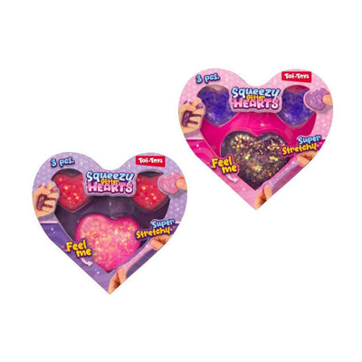 Toi-toys glitter knijpfiguren hartjes - 3st.