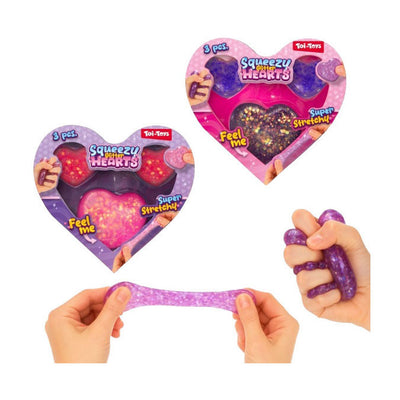 Toi-toys glitter knijpfiguren hartjes - 3st.