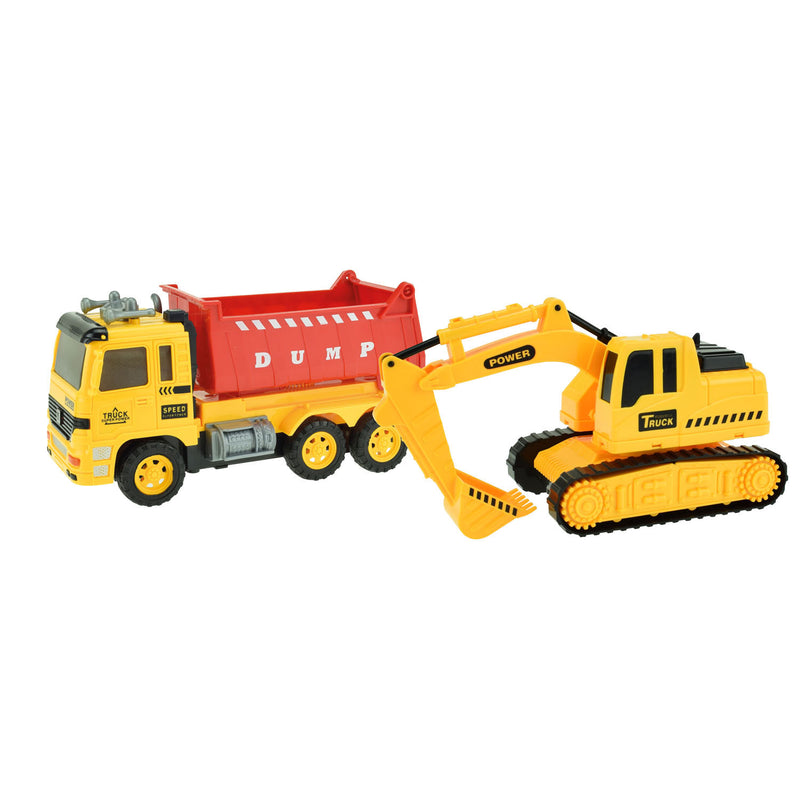 Vehicool kiepwagen met graafmachine