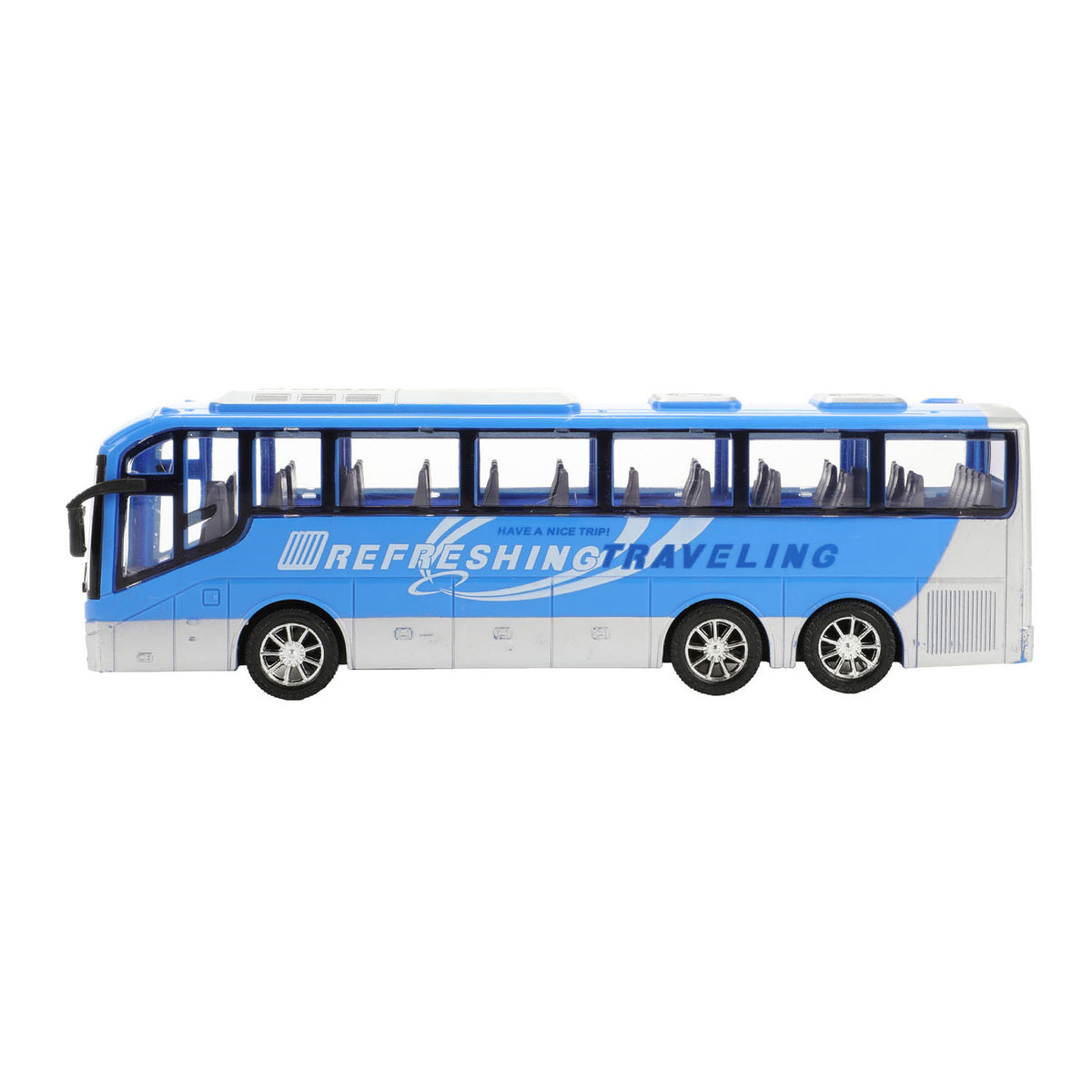 Cars trucks vehicool reisbus blauw frictie - 32cm