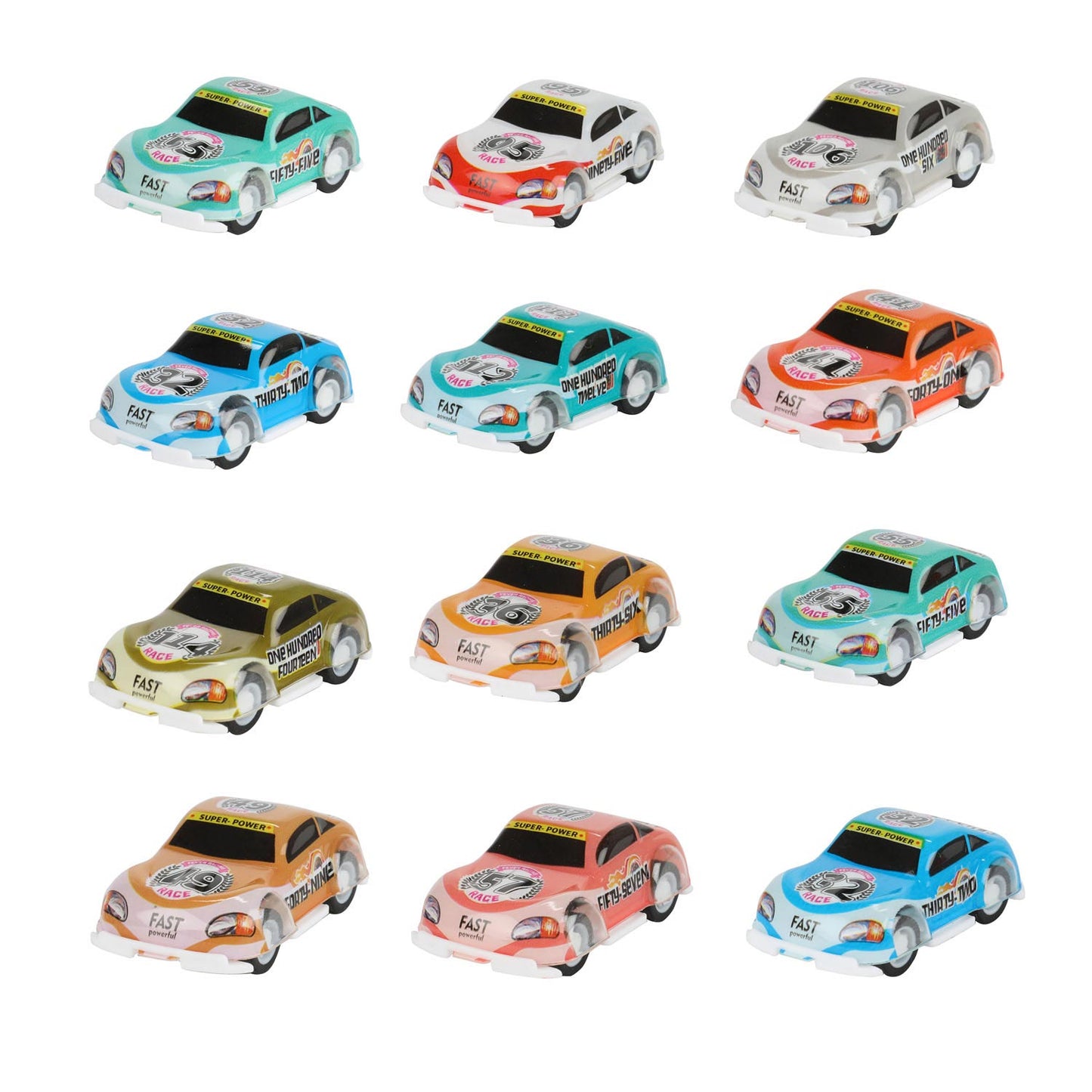 Toi-toys turbo racers pull back raceauto's, 12st.