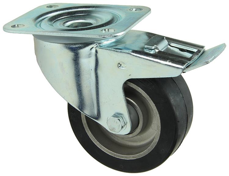 Mack by tente 1058939 - zwenkwiel rubber zw loopvl alu velg , plaat en rem 100 mm | 5 stuks