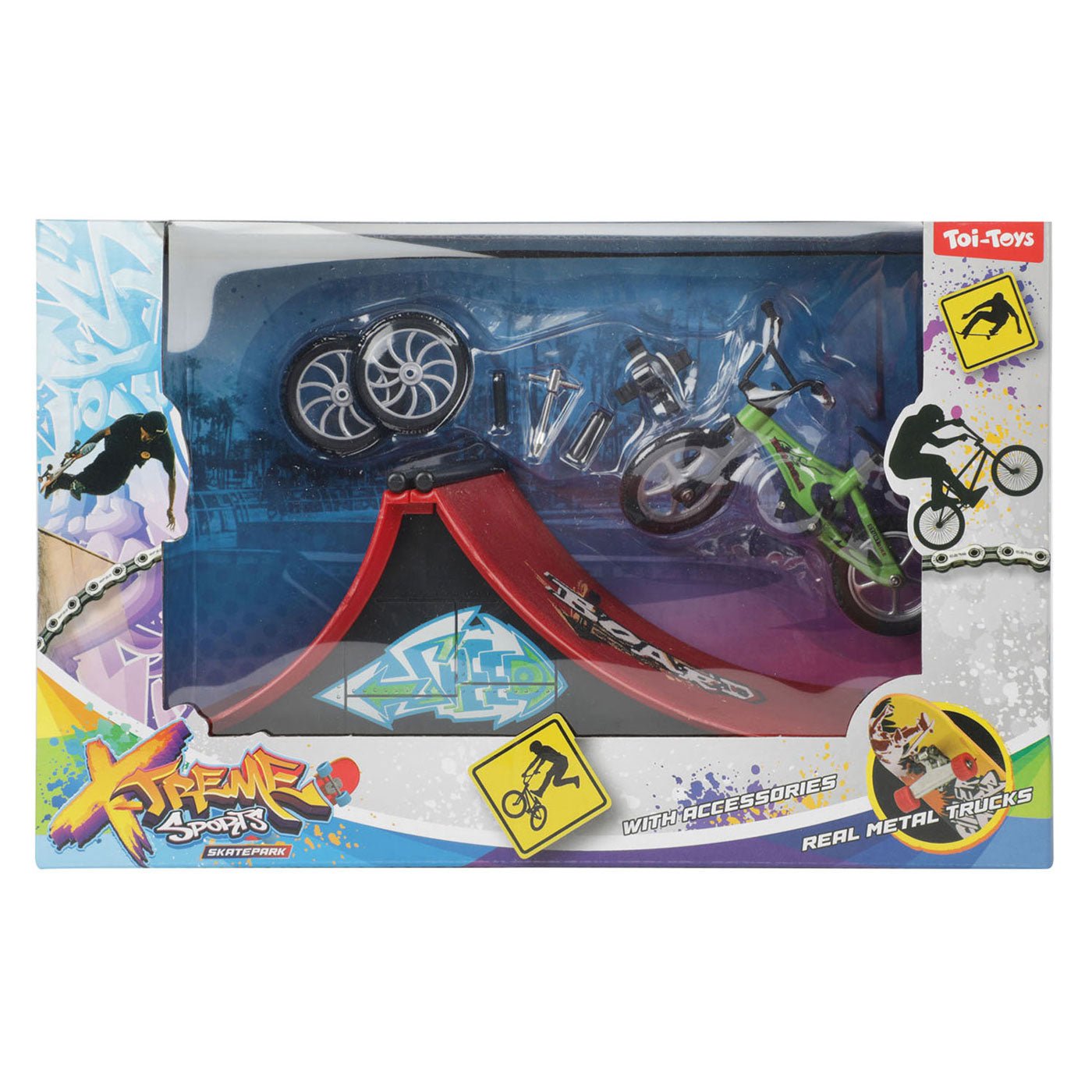 Toi-toys vingerskateboard of bmx fiets met skatebaan