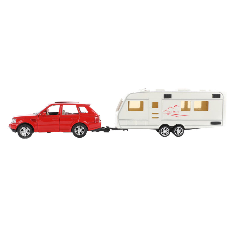 Metalworld pull-back auto met caravan - 1:48