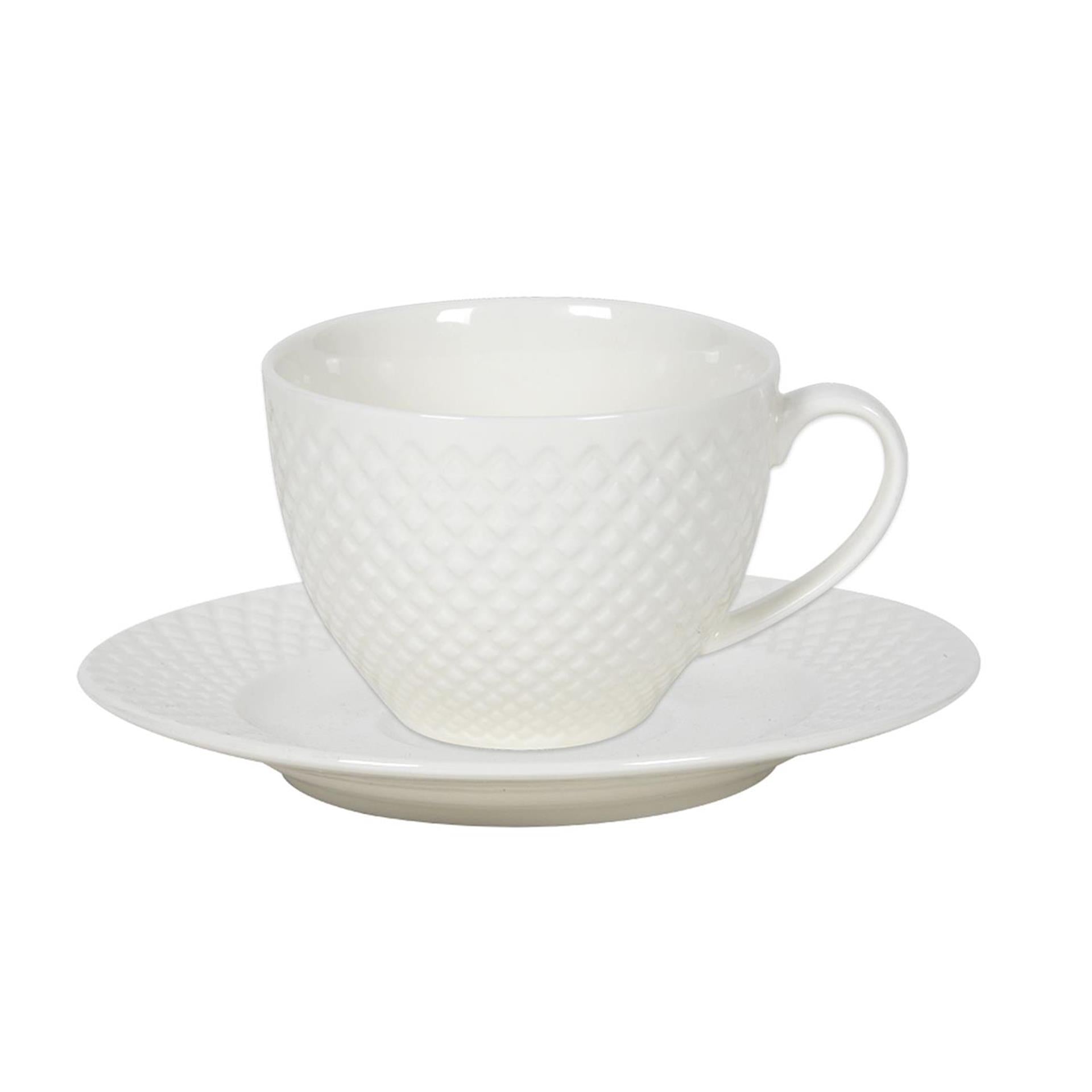 Kop en schotel set porselein diamond 220ml doos a 6