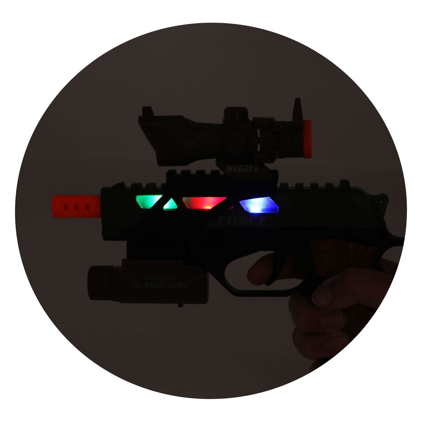 Toi-toys alfafox militair pistool met demper + zaklamp + licht en geluid
