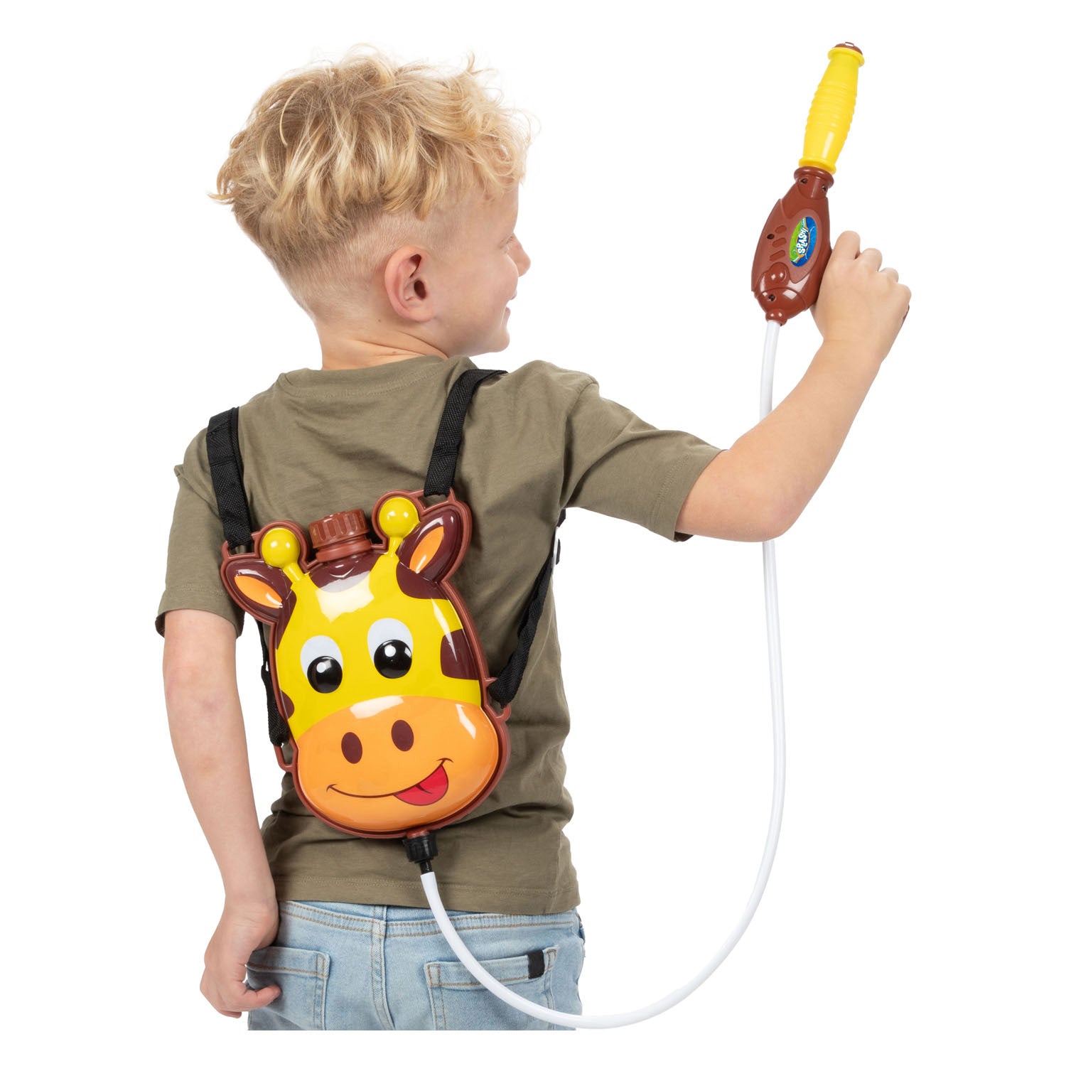Lobbes splash waterpistool kikker met rugzak reservoir.