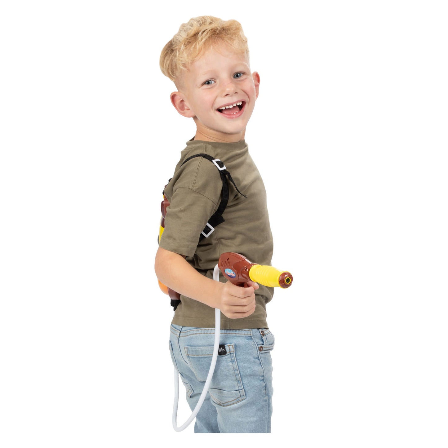 Lobbes splash waterpistool kikker met rugzak reservoir.