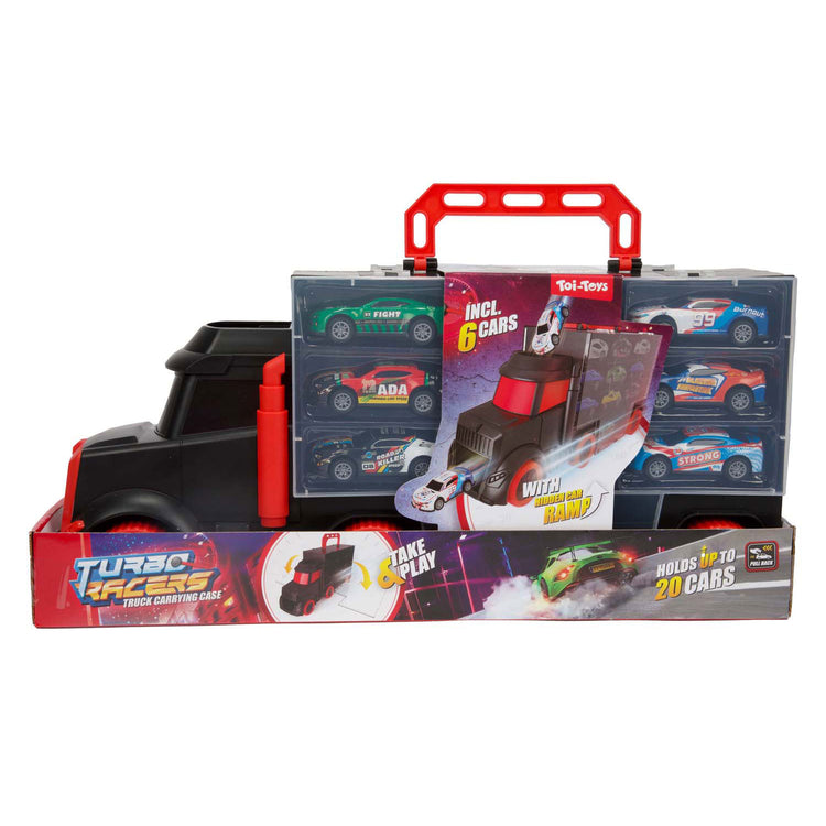 Toi toy turbo racers vrachtwagen met 6 pull-back raceauto's