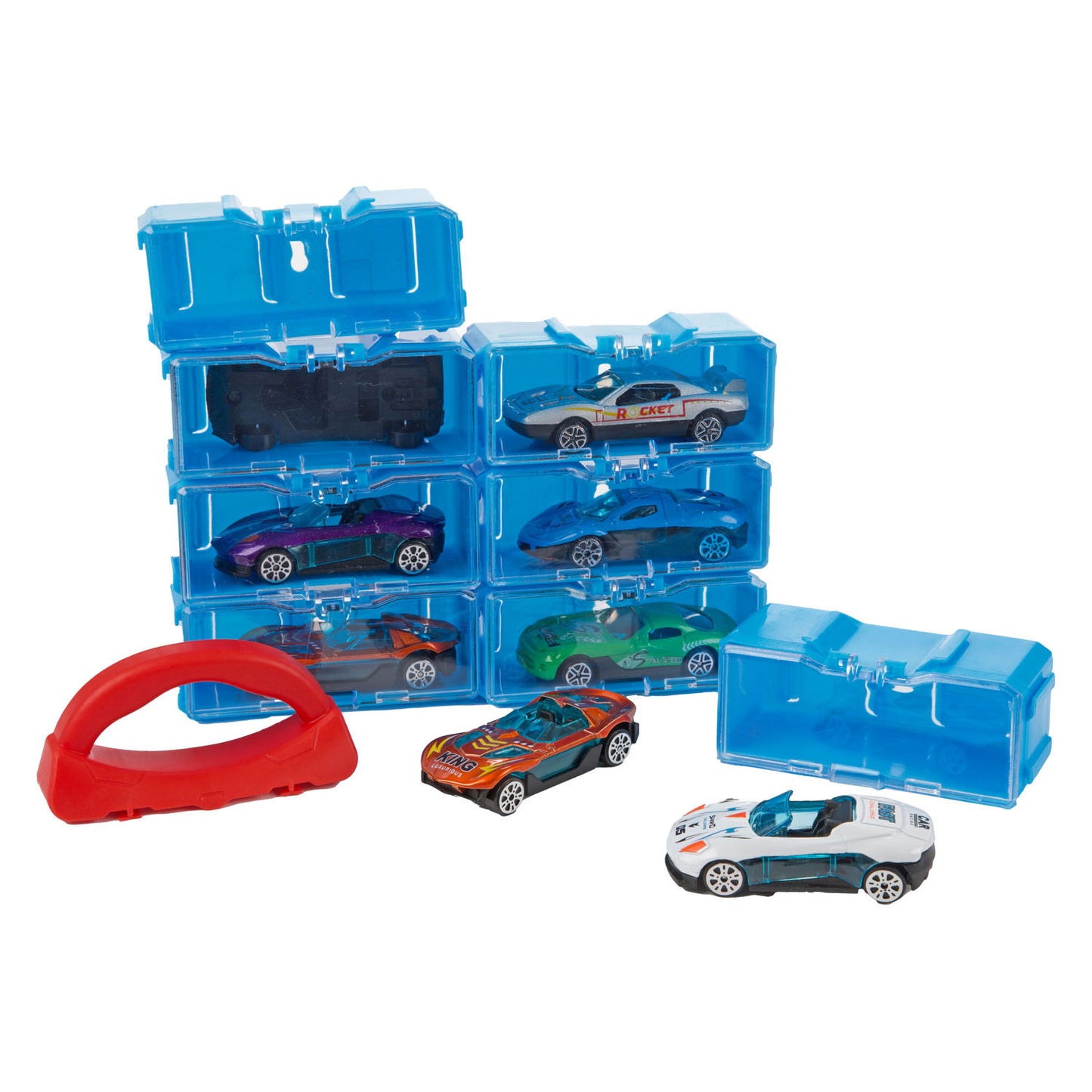 Turbo racers opbergkoffer inclusief 8 metalen autos - 1:45