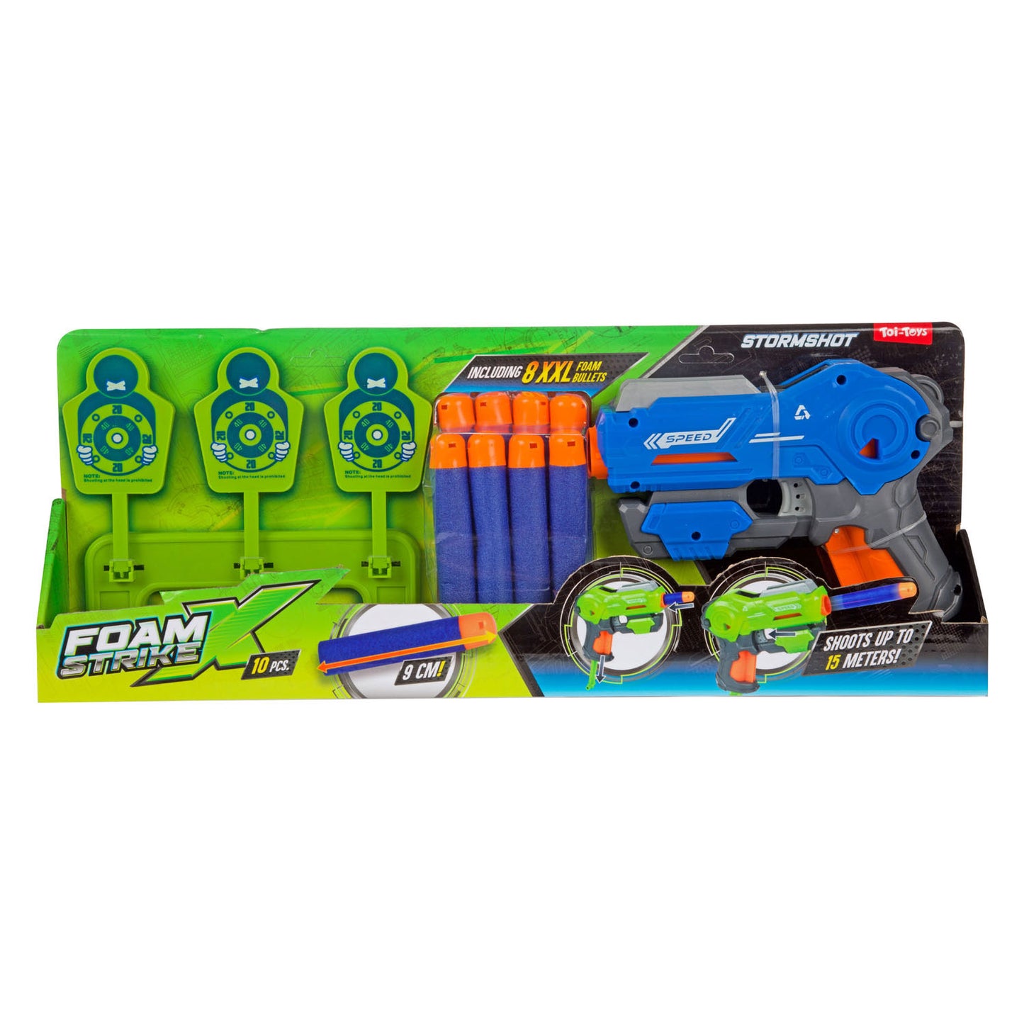 Toi-toys foam strikex pistool met xl foampijlen en target - 10dlg.