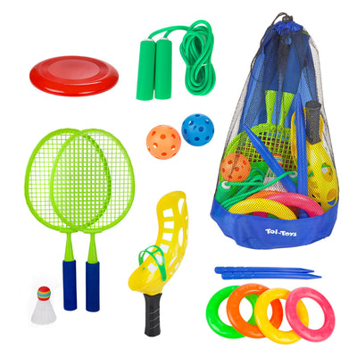 Toi-toys buitenspeelgoed set in bewaartas - 15dlg.
