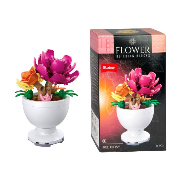 Sluban bouwstenen bloemen in pot