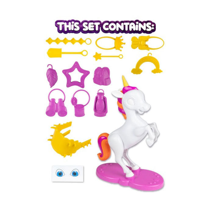 Toi-toys spel bokkende eenhoorn-met zadel+12st bagage
