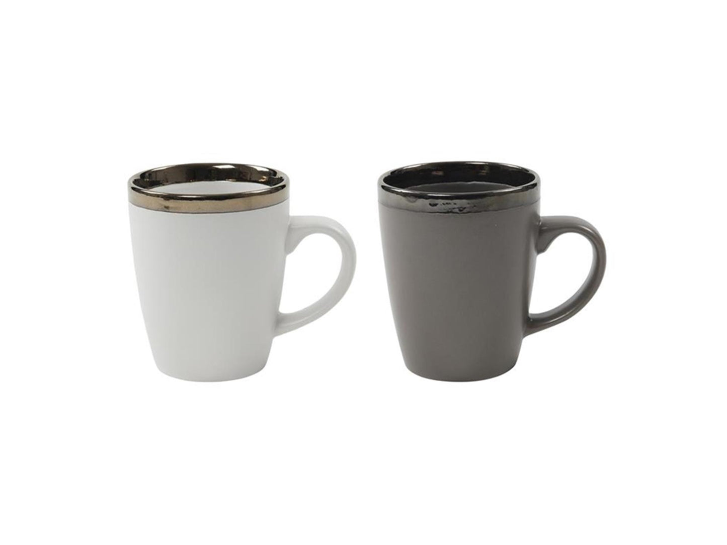 Svenska living koffiemok venice 340ml grijs of wit ø8,7xh10,5cm met metallic rand 6 stuks in doos