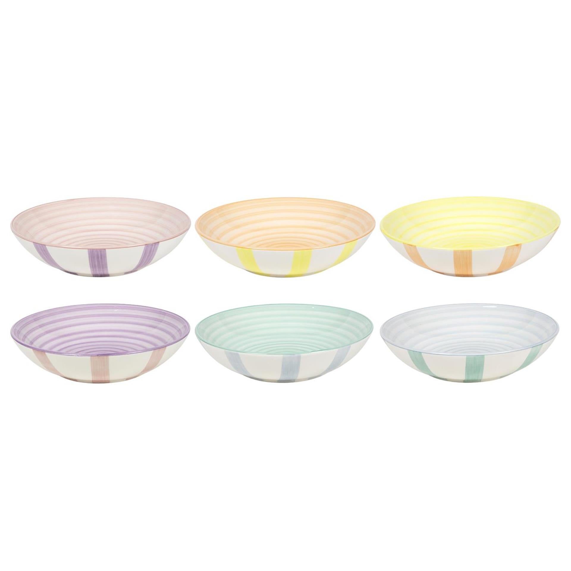 Diepbord 2-tone pastel stripes doos a 6 stuks ø21cm