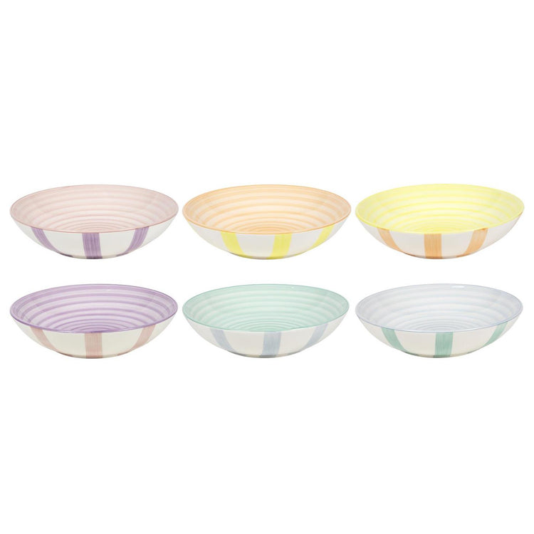 Diepbord 2-tone pastel stripes doos a 6 stuks ø21cm