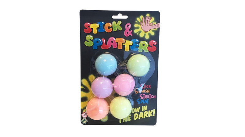 Johntoy sticky stretch glow in the dark bal 6st