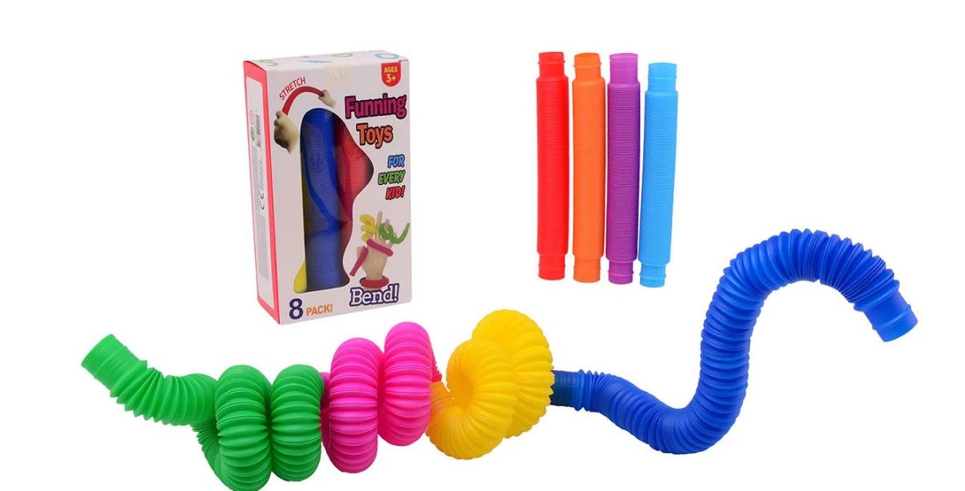 Johntoy john toy fidget tubes 8 in doosje 21x3cm