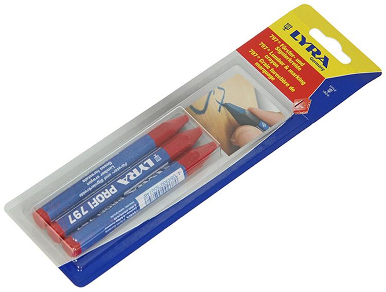Lyra 1052114 - markeerkrijt 3st ø12x120mm rood | 5 stuks
