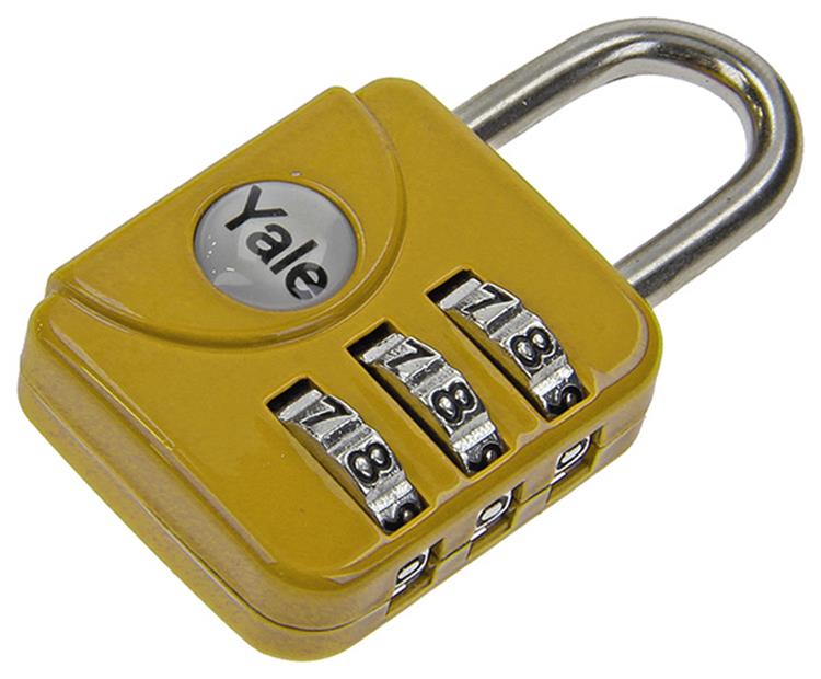 Yale 1018568 - bagage-cijferhangslot geel yp1 28 121 1y 28mm | 6 stuks