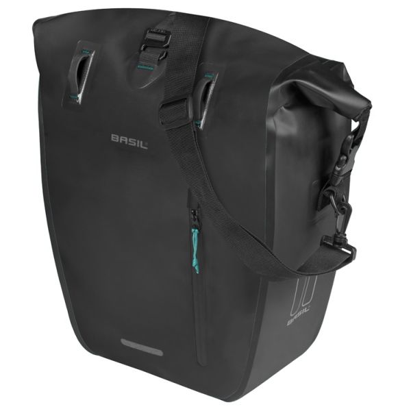 Basil enkele fietstas rivo l tarpaulin mik 25-31l 14 x 28 x 43 cm - zwart