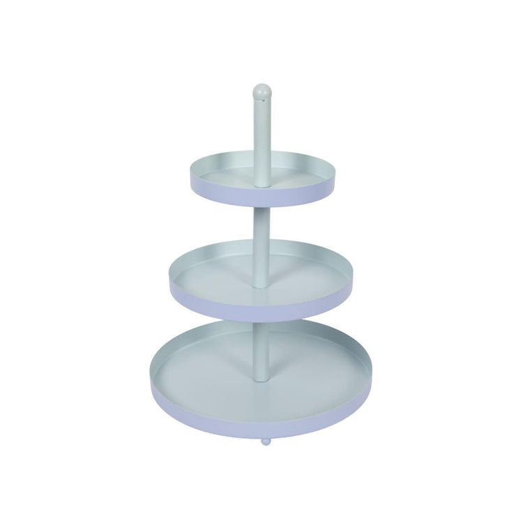 Etagere metaal 3-laags blauw-munt ø25xh35cm