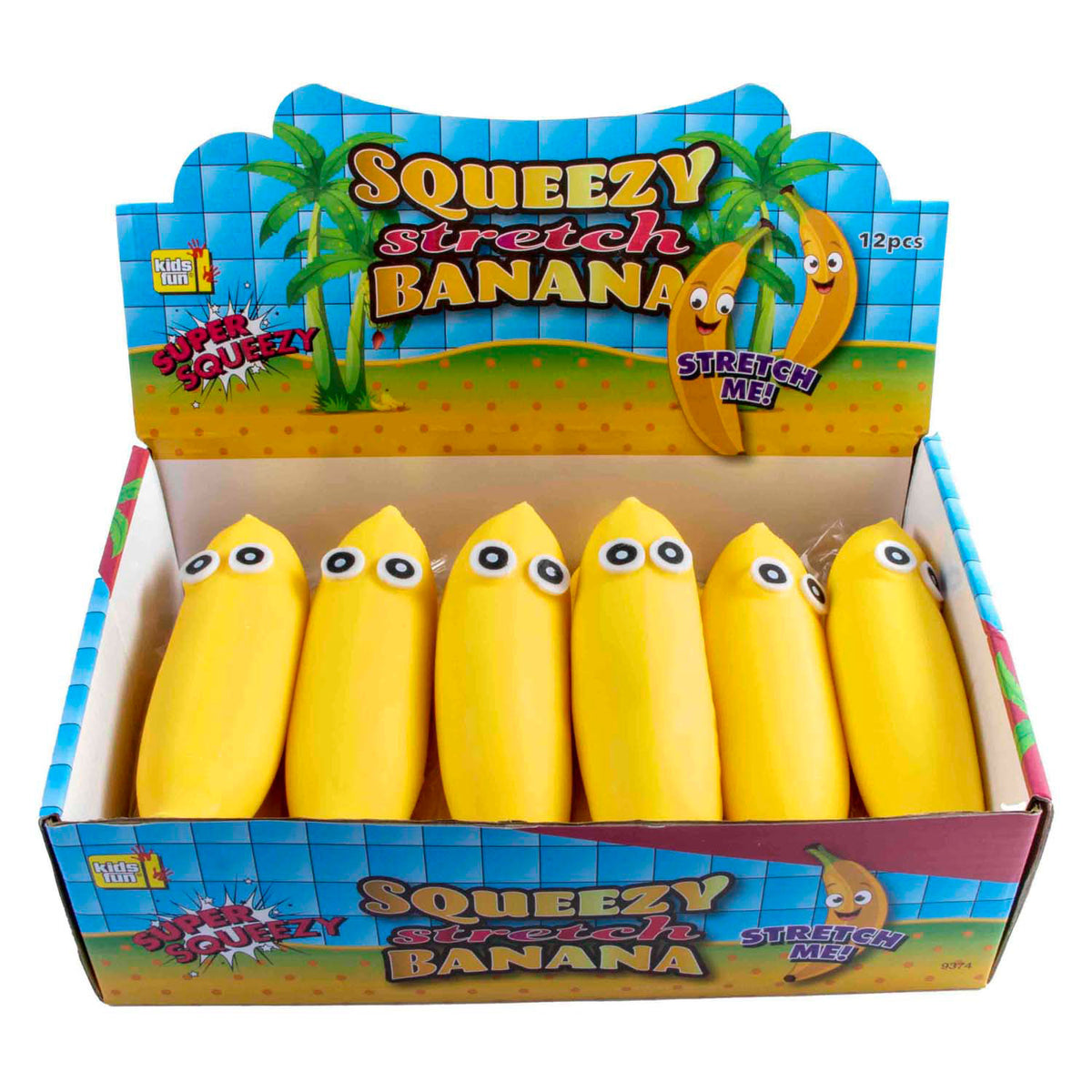 Jono toys squeeze funny bananas anti-stress stretch knijpfiguur, 12st.