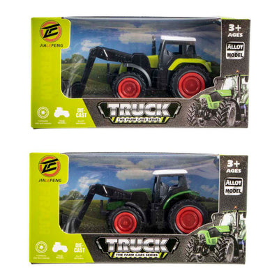Tractor met voorlader pull-back 11cm