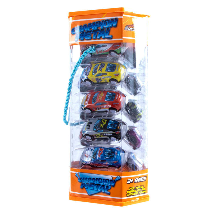 Jono toys metalen pull back auto's in opbergtoren, 15 auto's