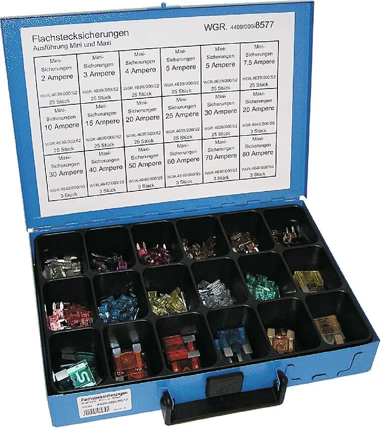 Dresselhaus assortiment zekeringen bananenstekker 8577 sort.flat fuse sort. mini and maxi