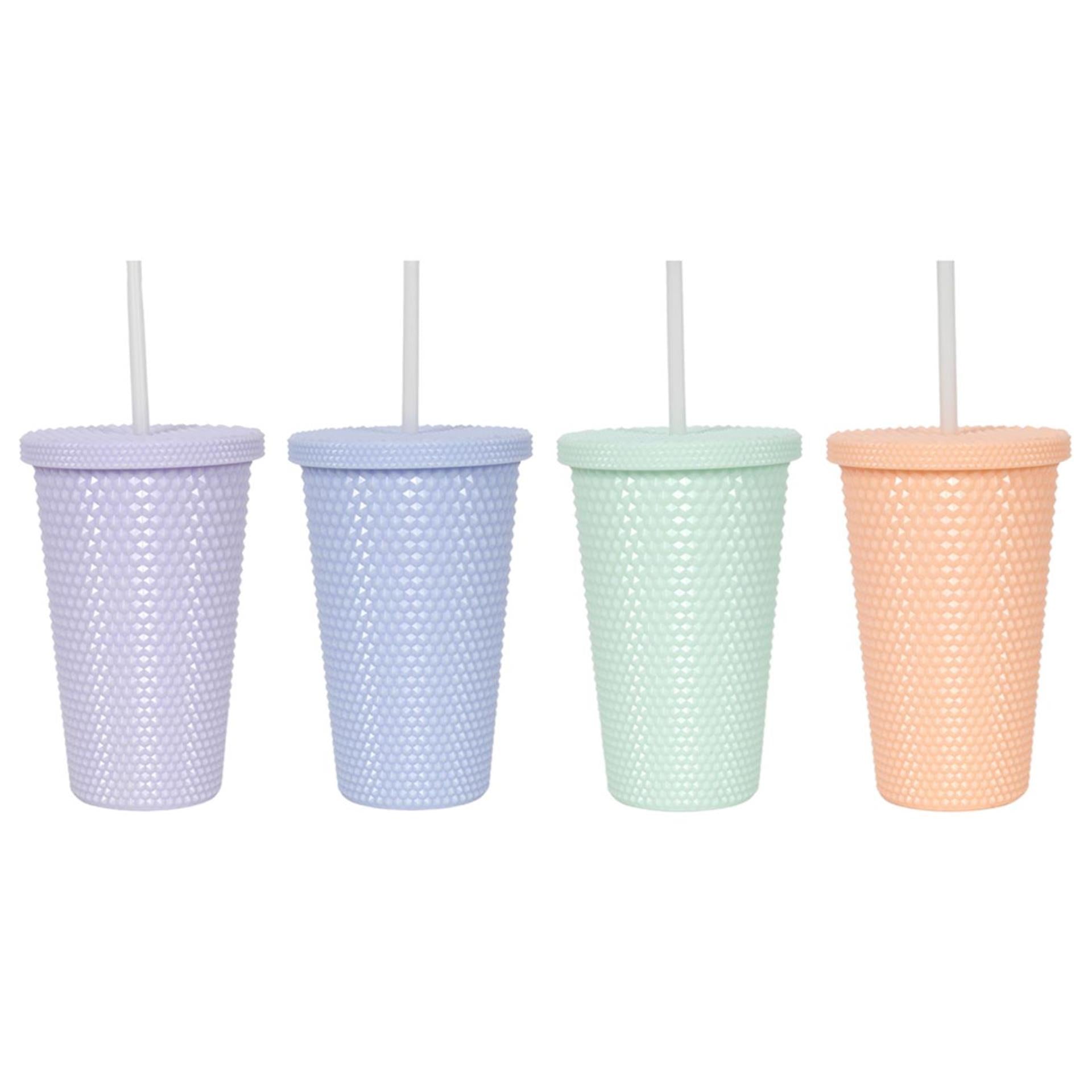 Svenska living drinkbeker diamond 500ml met rietje en deksel