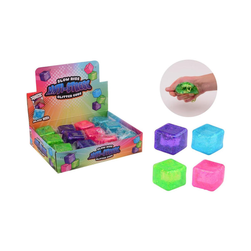 Duckiez slow rise anti-stress kubus met glitter