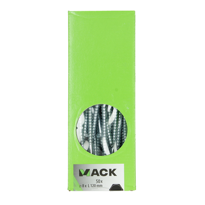 Mack 1007043 - houtdraadbout staal verzinkt 50 st 8 x 120 mm | 2 stuks