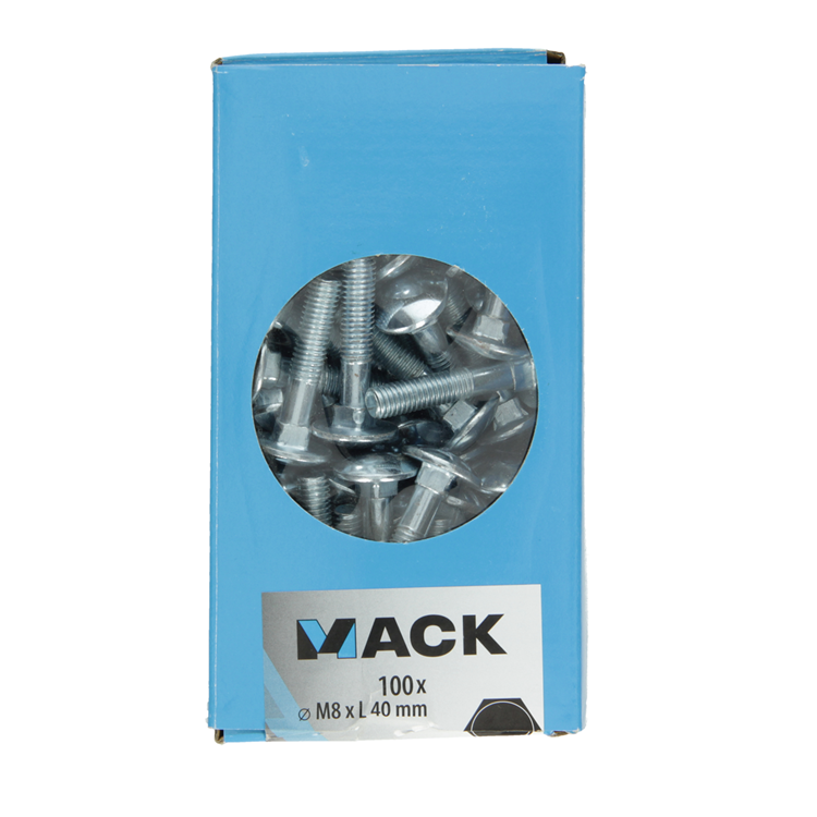 Mack 1007059 - houtbout + moer verzinkt 100 st 8 x 40 mm | 4 stuks