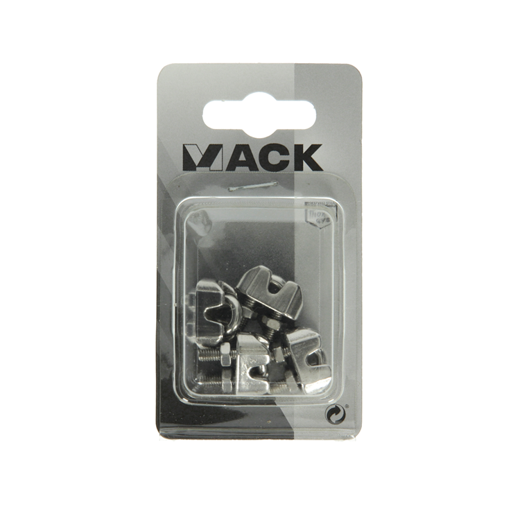 Mack 1008434 - 4 staaldraadklemmen 3mm inox | 10 stuks