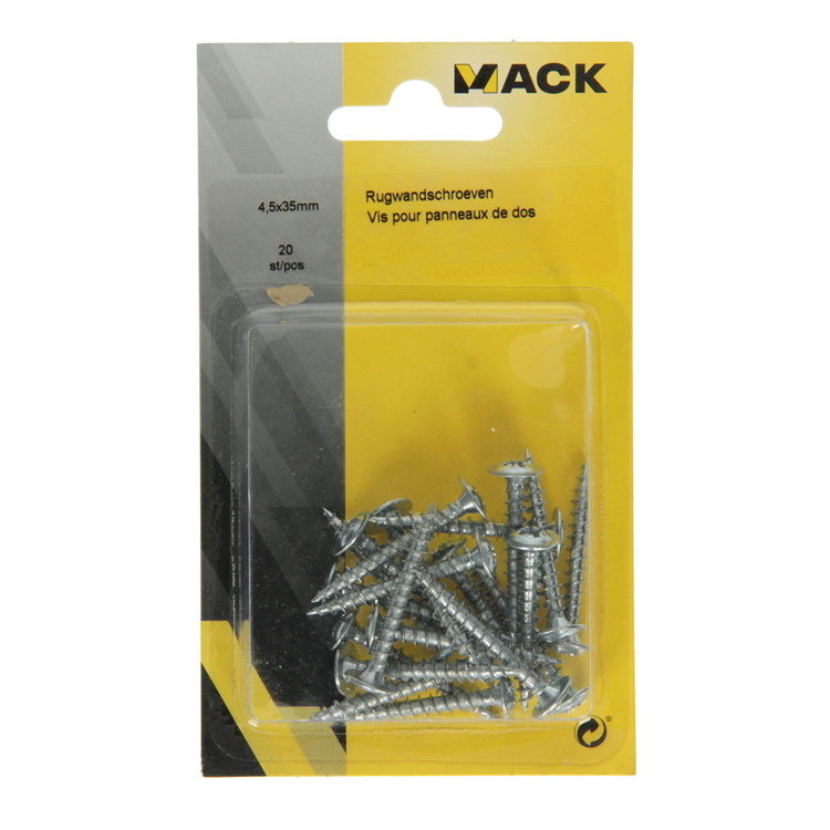 Mack 1013782 - 20 rugwandschroeven ø 4,5 x 35 mm | 10 stuks